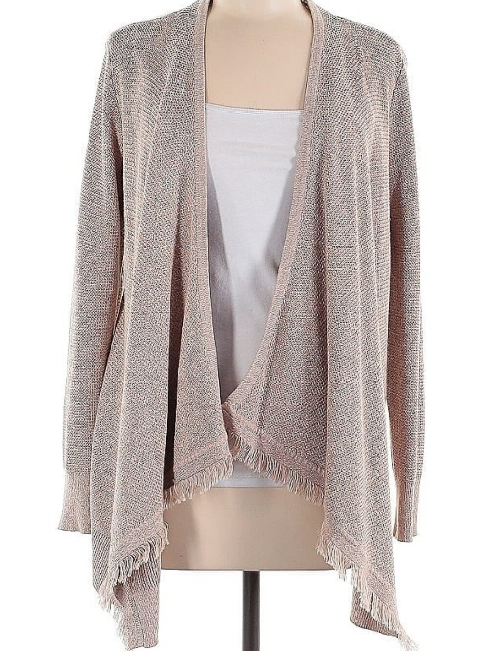 White House Black Market Fringe Open-Front Cardigan